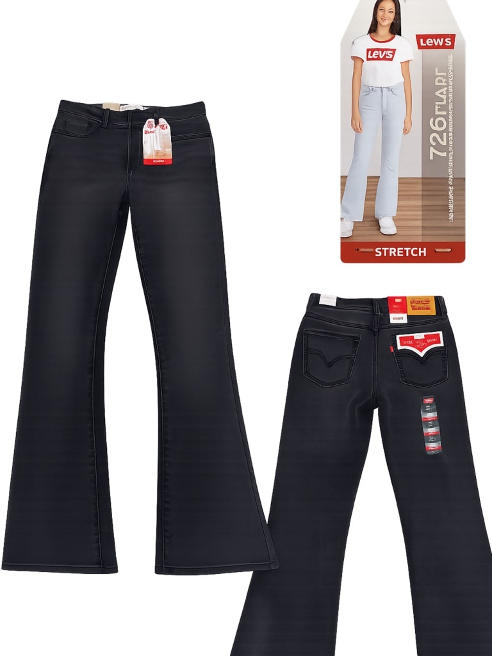 Levi's Black Stretch Flare Jeans Size 14 Regular